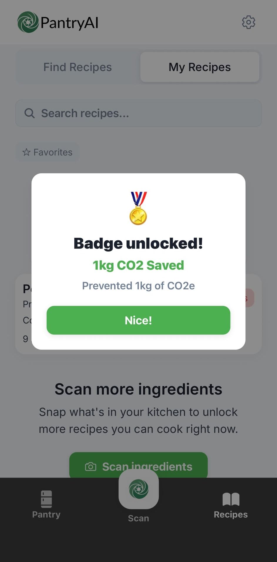 Badge unlocked: 1 kg CO2 saved